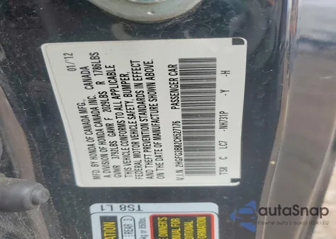 2012 Honda Civic Ex z USA, uszkodzony, nr VIN 2HGFG3B82CH527176